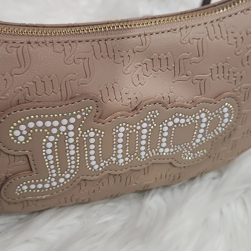 🤎▪️Juicy Couture🔹️▪️Brown Cafe Emboss  String Of Pearls Shoulder Bag